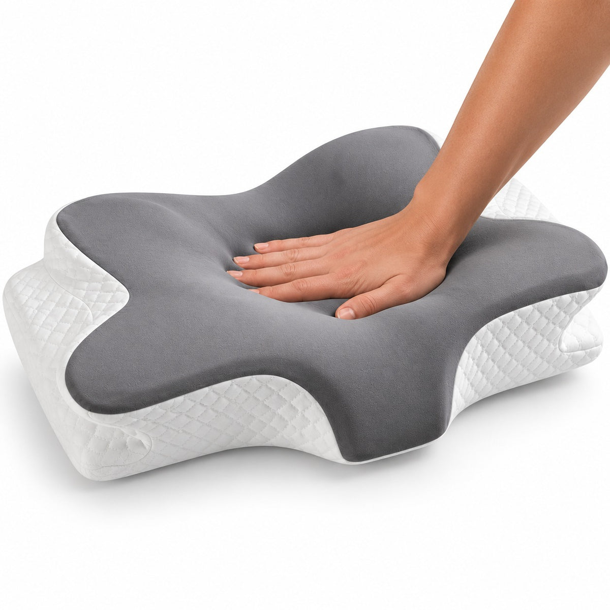Hand pressing into the memory foam