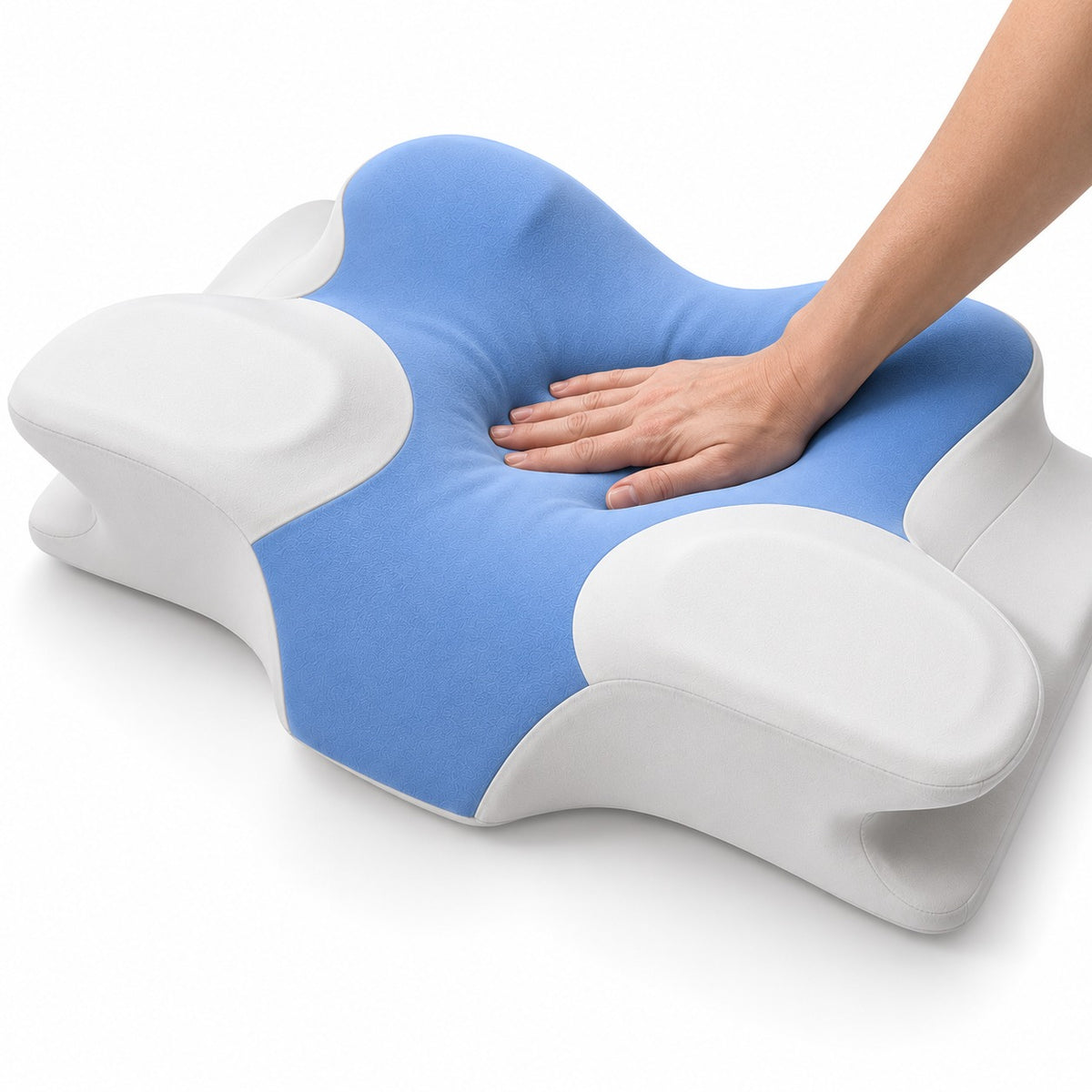 Hand pressing into the 60D memory foam